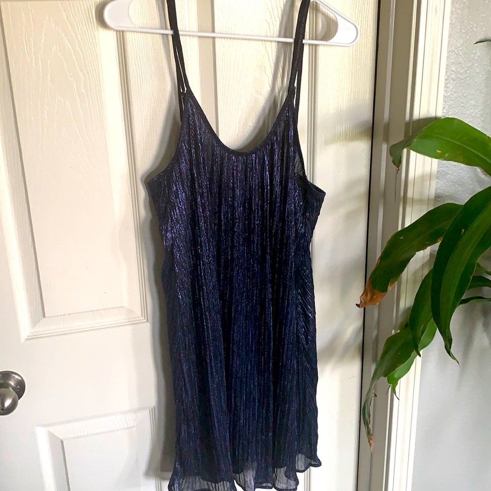 Lush blue metallic slip dress